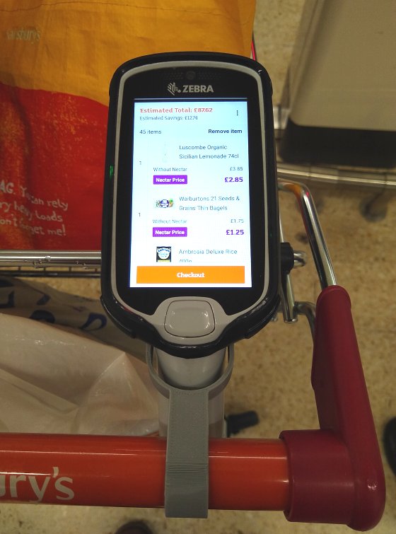 Supermarket Trolley Self-Scanner Holder for Right-Handed People (or for left-handed on right-handed trolleys!)