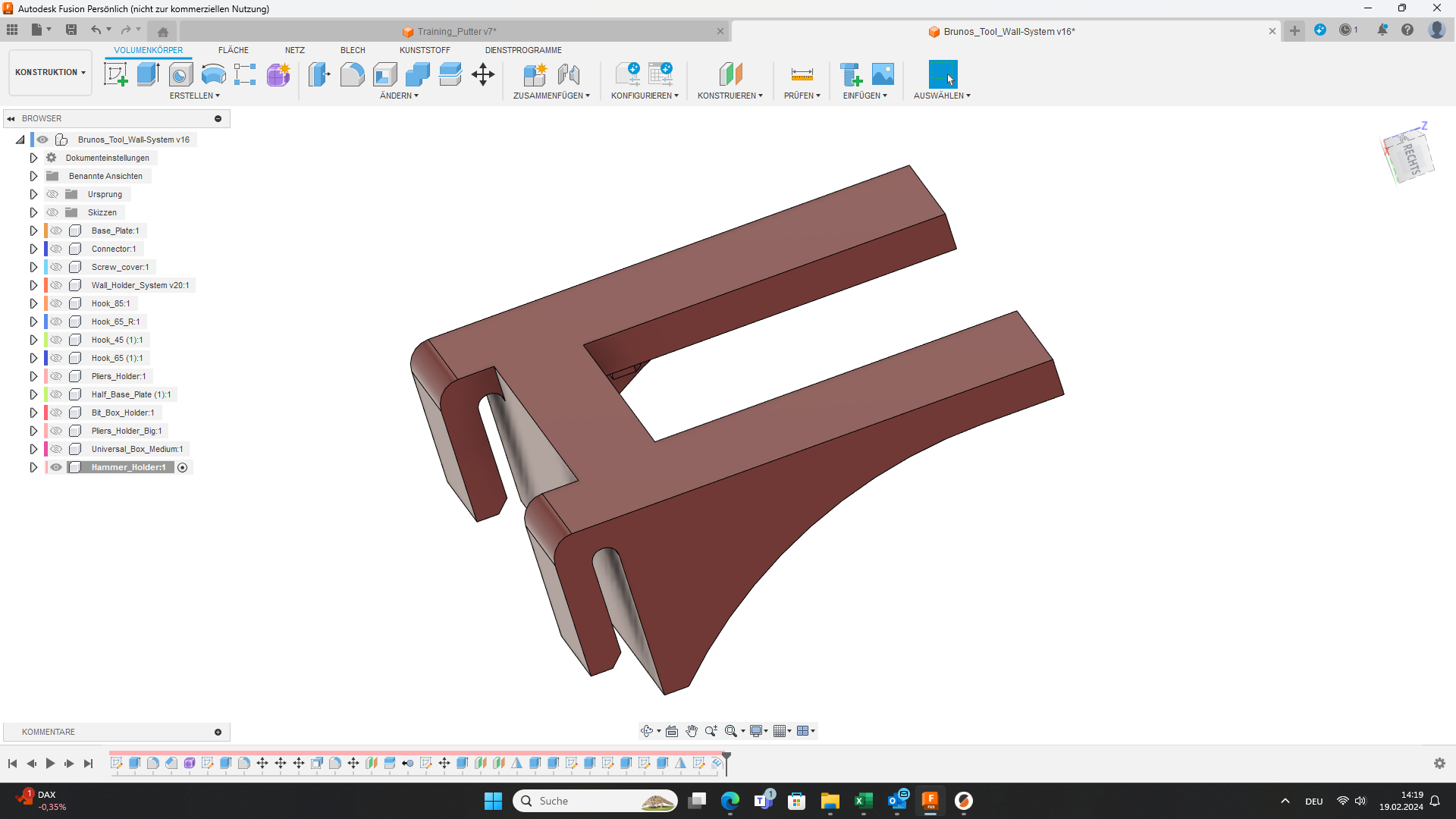 Hammer holder for "Tool Storage System Brunos" by Bruno Germany