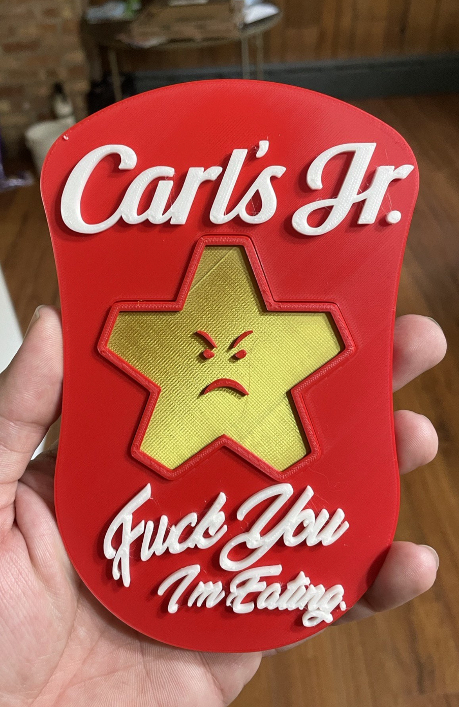 Carls Jr. Badge (Idiocracy) by JakeDK Download free STL model