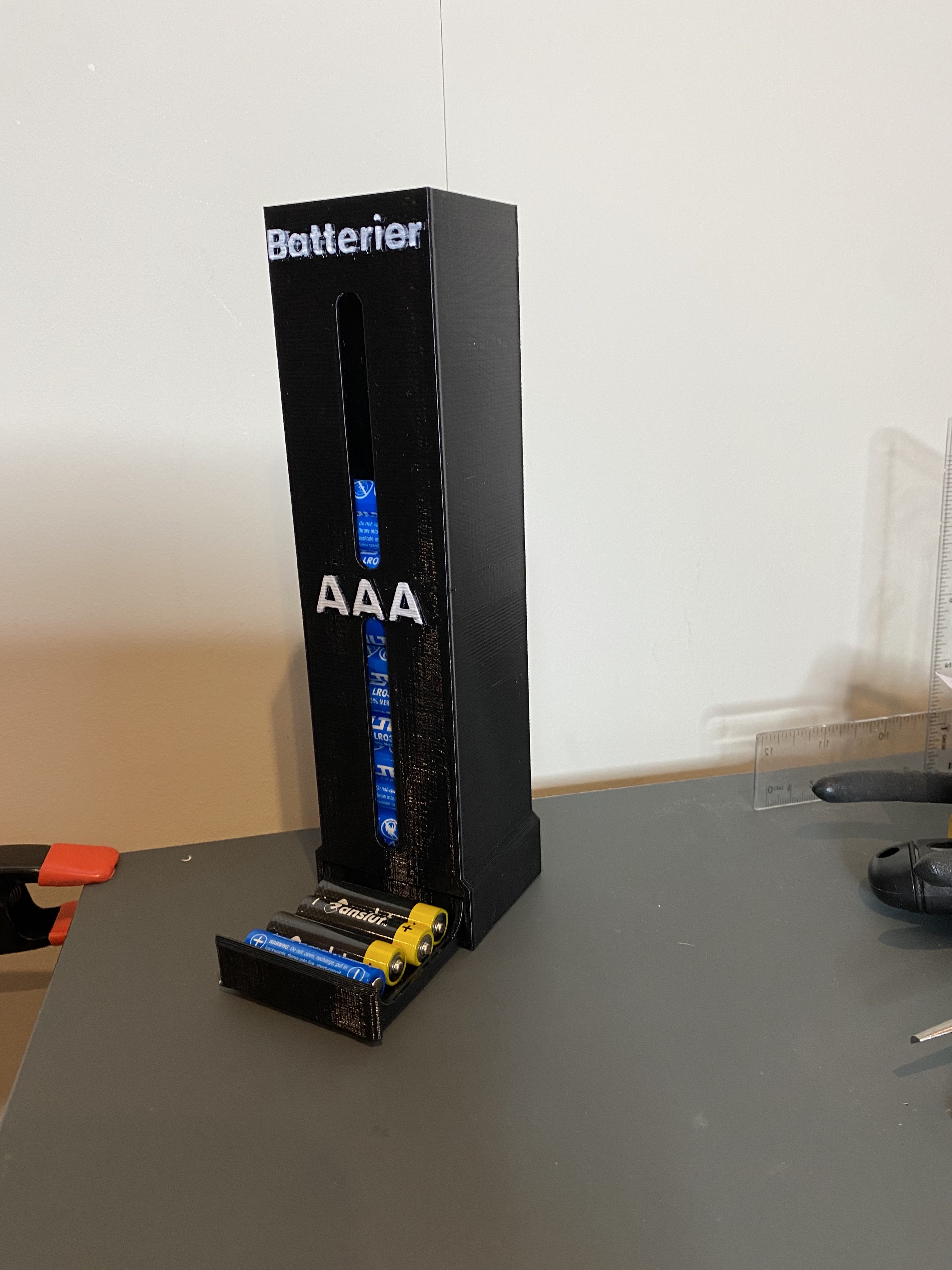 AAA battery holder with drawer, space for 80 pcs