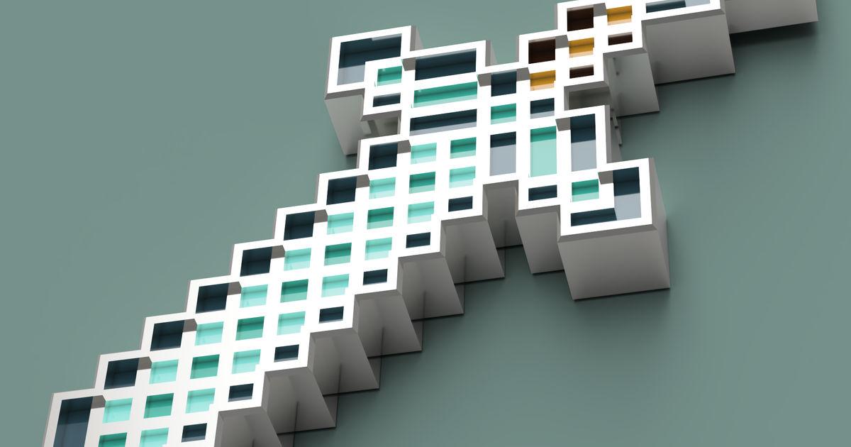 Minecraft Diamond Sword Keychain by Node Creative Studio Download