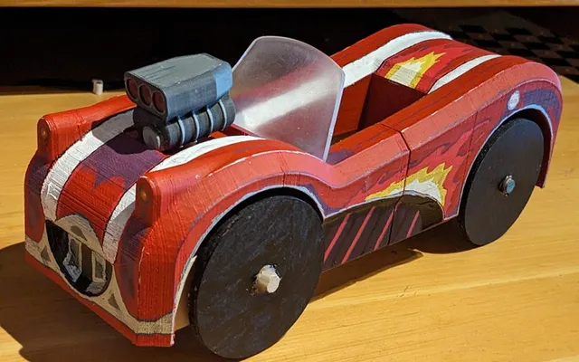 SpeedyBolide (Rubber band powered toy car)