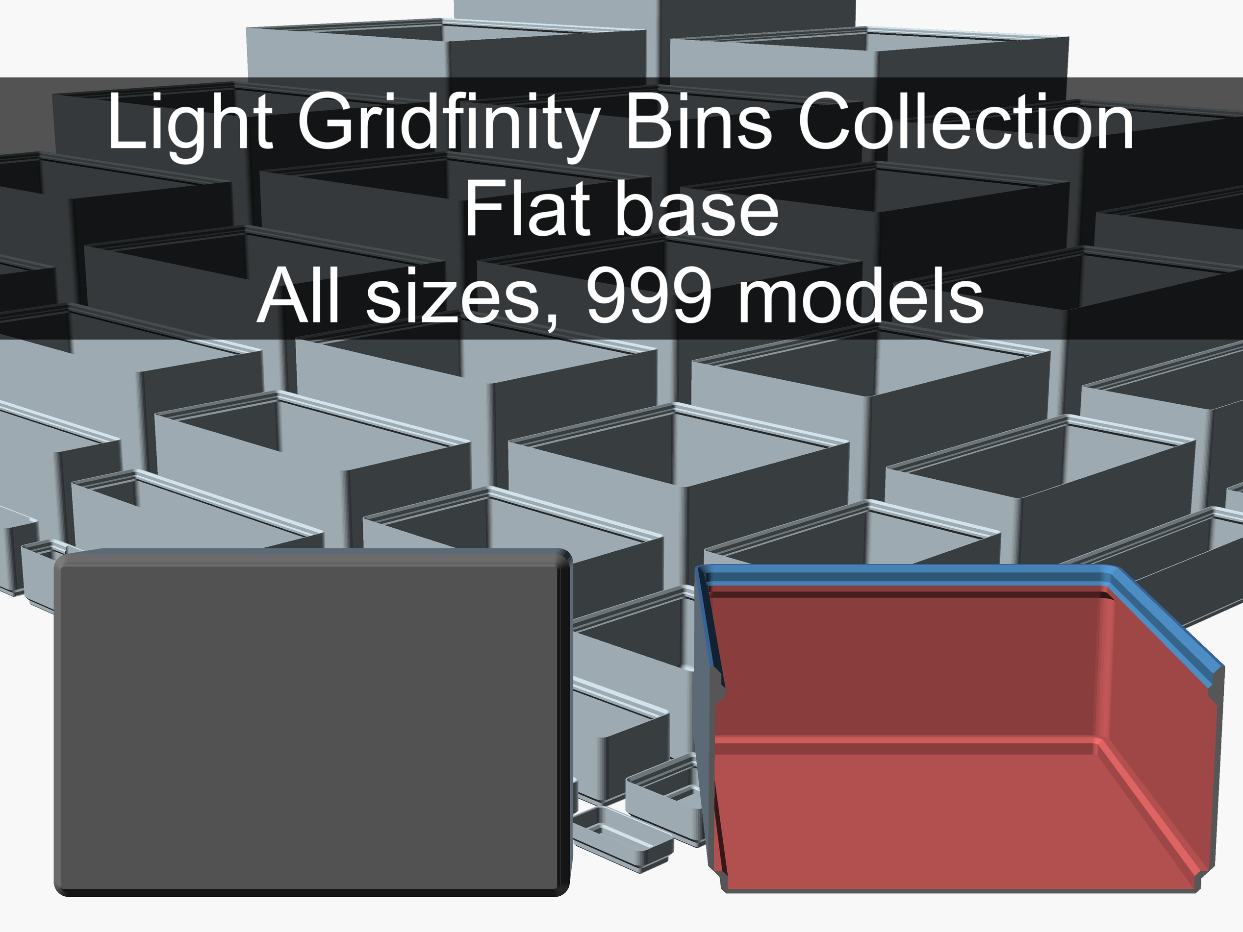 Light Gridfinity Bins Collection Flat Base