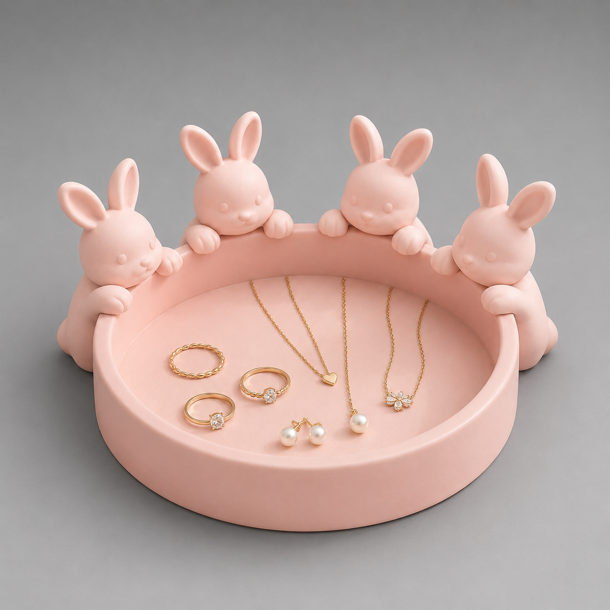 Bunny Jewelry Holder STL – Cute Rabbit Ring Tray & Vanity Organizer