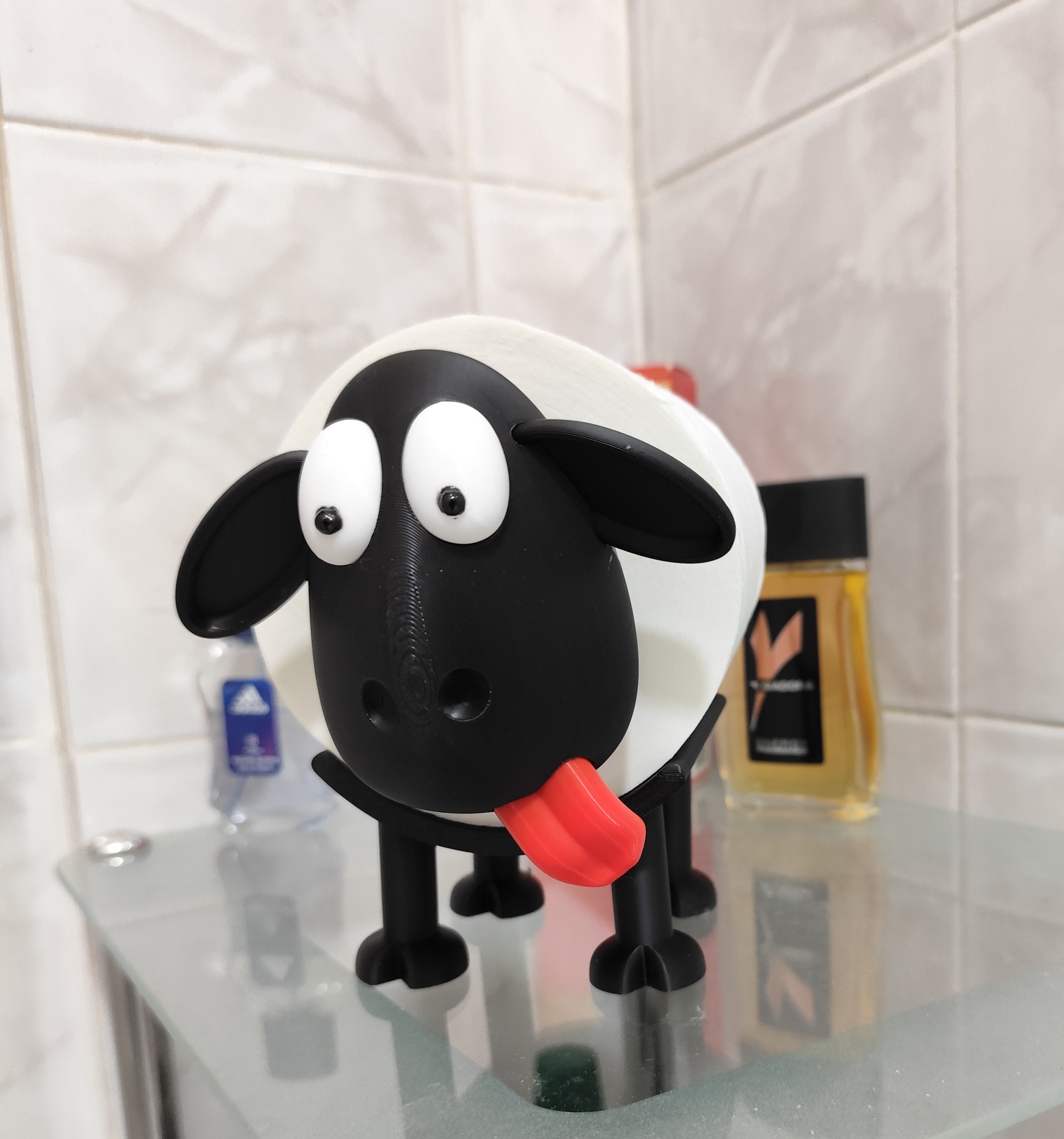 Sheep showing tongue