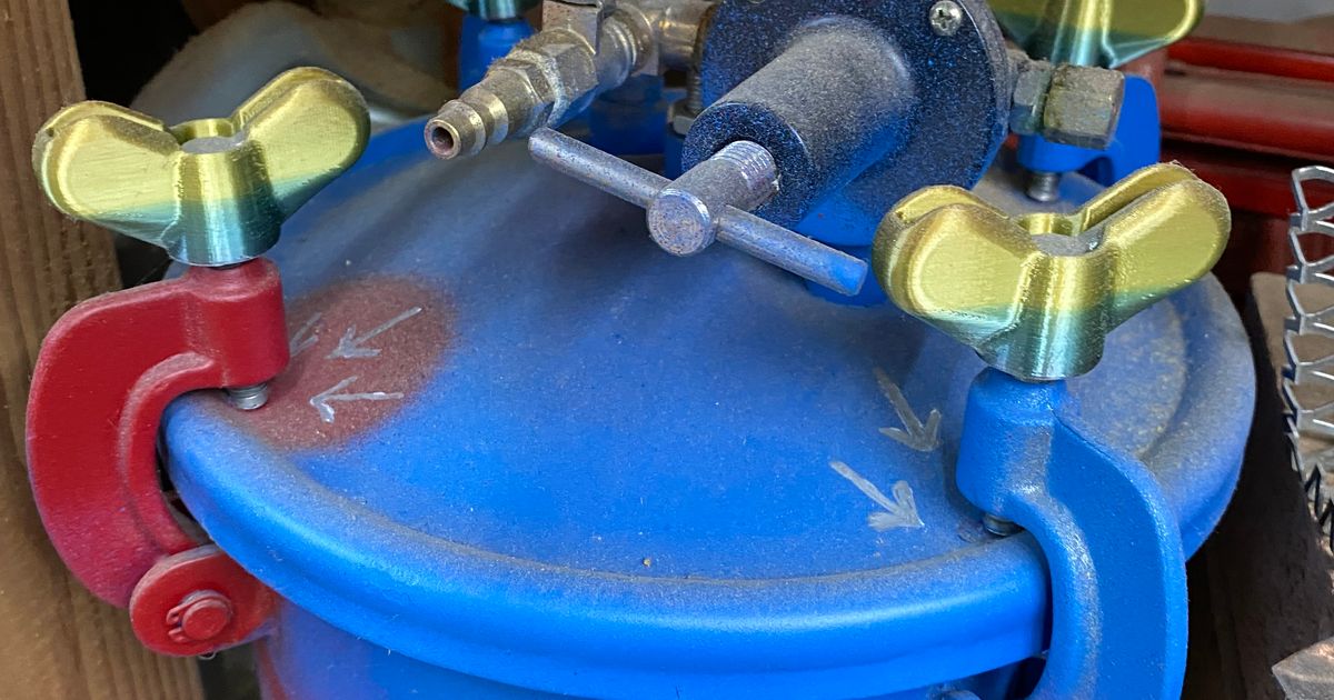 Harbor Freight Pressure Pot Wing Nut Extension by Making Changes