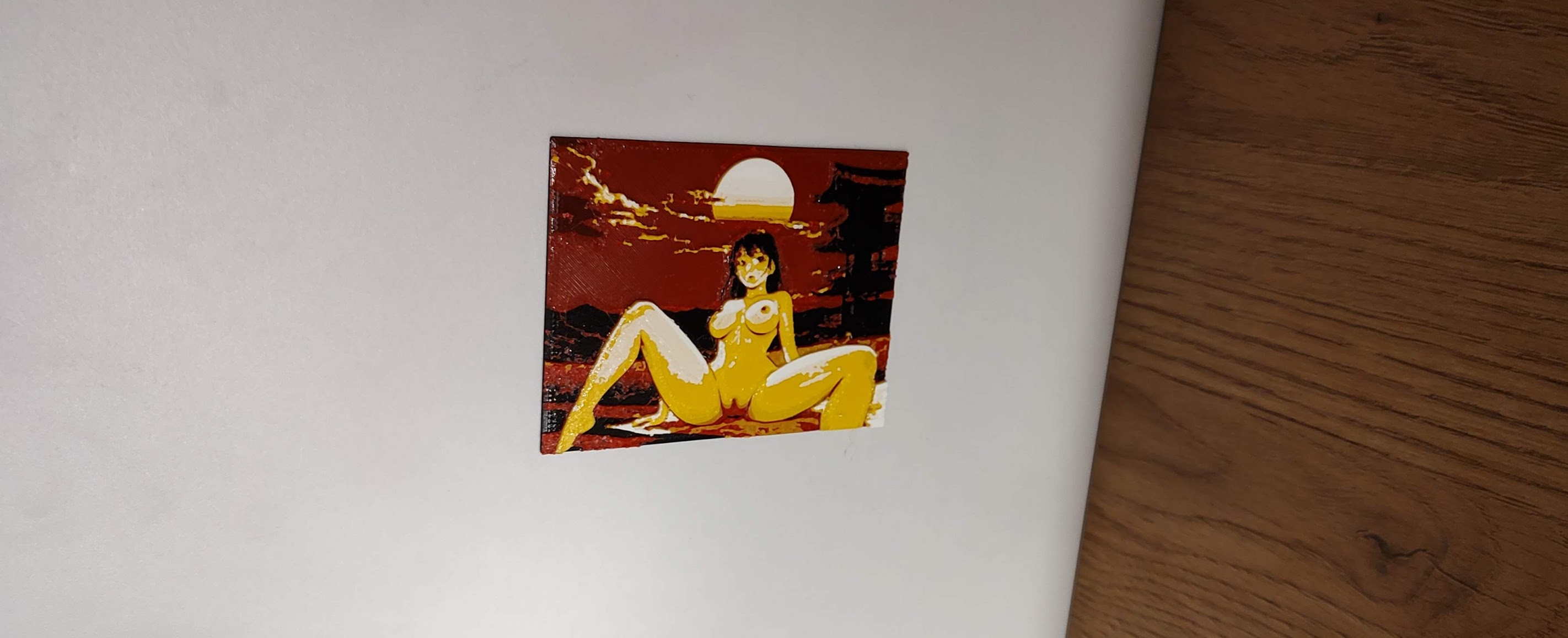 Japanese nude naked manga/anime girl sits in the sunset background -  hueforge by zielandy | Download free STL model | Printables.com