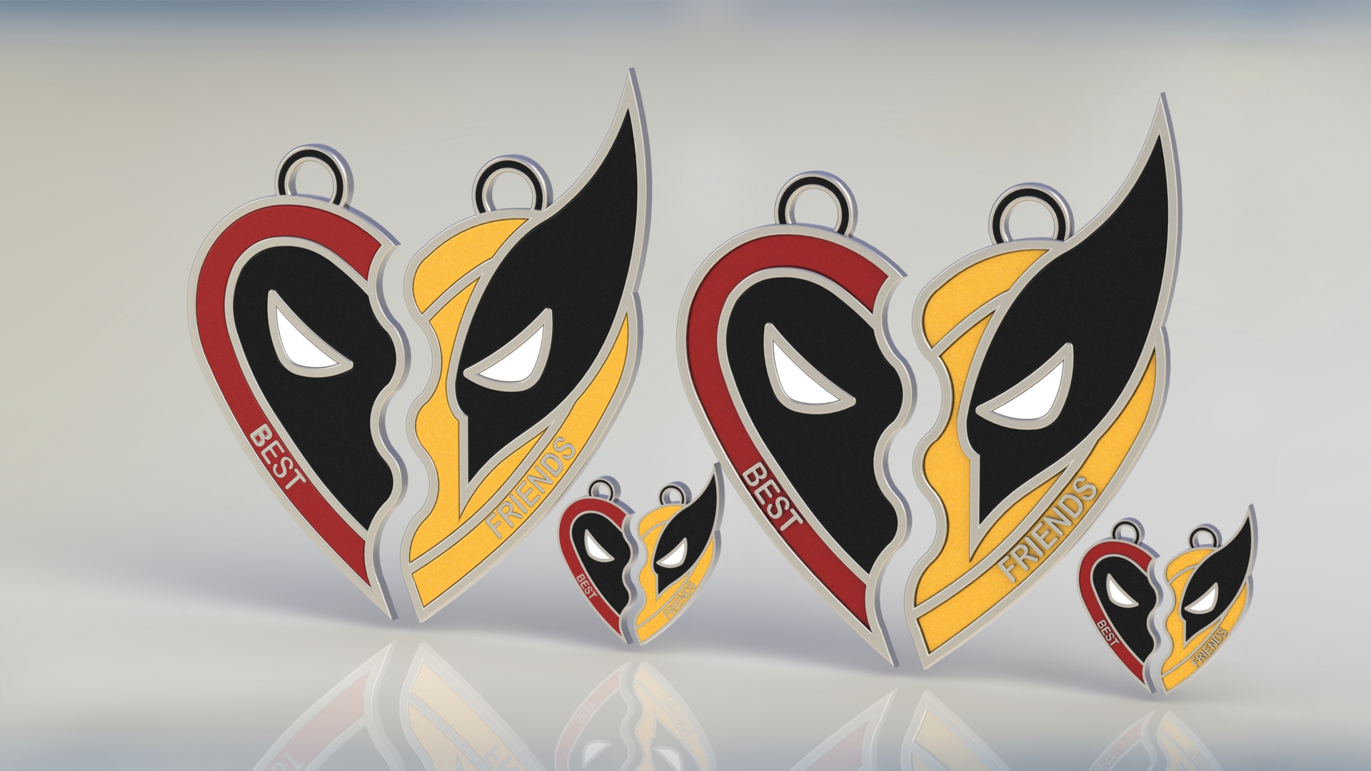 Deadpool & Wolverine Best Friends (2 pendand model & 2 plaque model) by ...