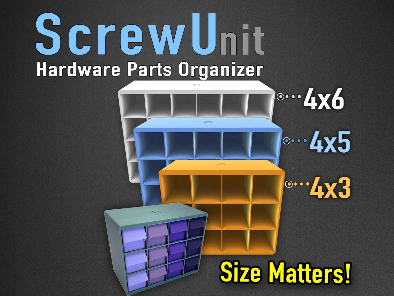 ScrewU-nit Hardware Organizer by K2_Kevin, Download free STL model