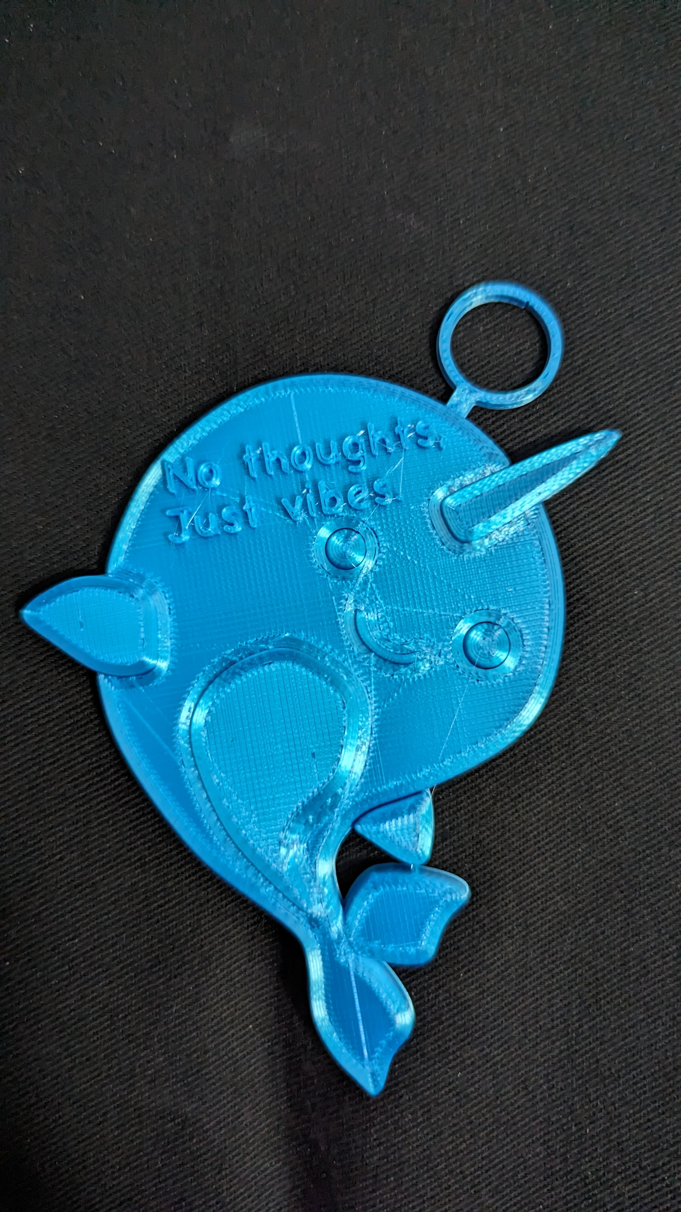 No Thoughts, Just Vibes Narwhal Keychain/ Bag Tag