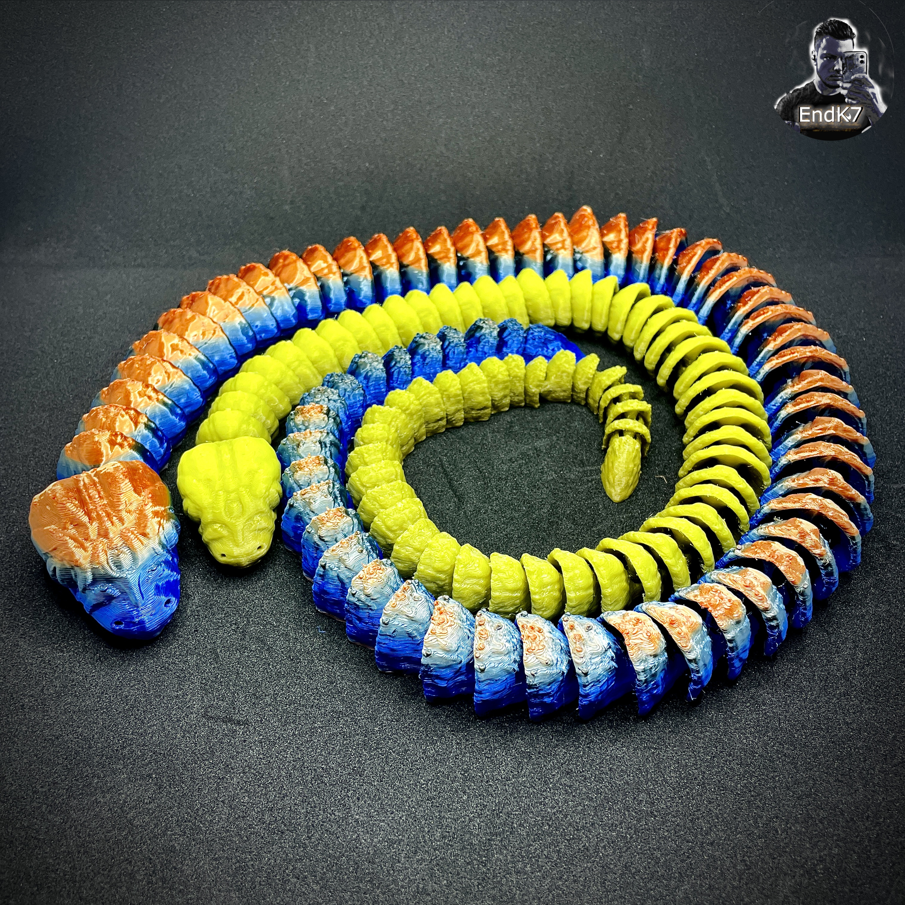 Colossal Python Snake almost 90cm / 35Inch Lenght - Articulated - Print in Place - No Supports — miniatura 3