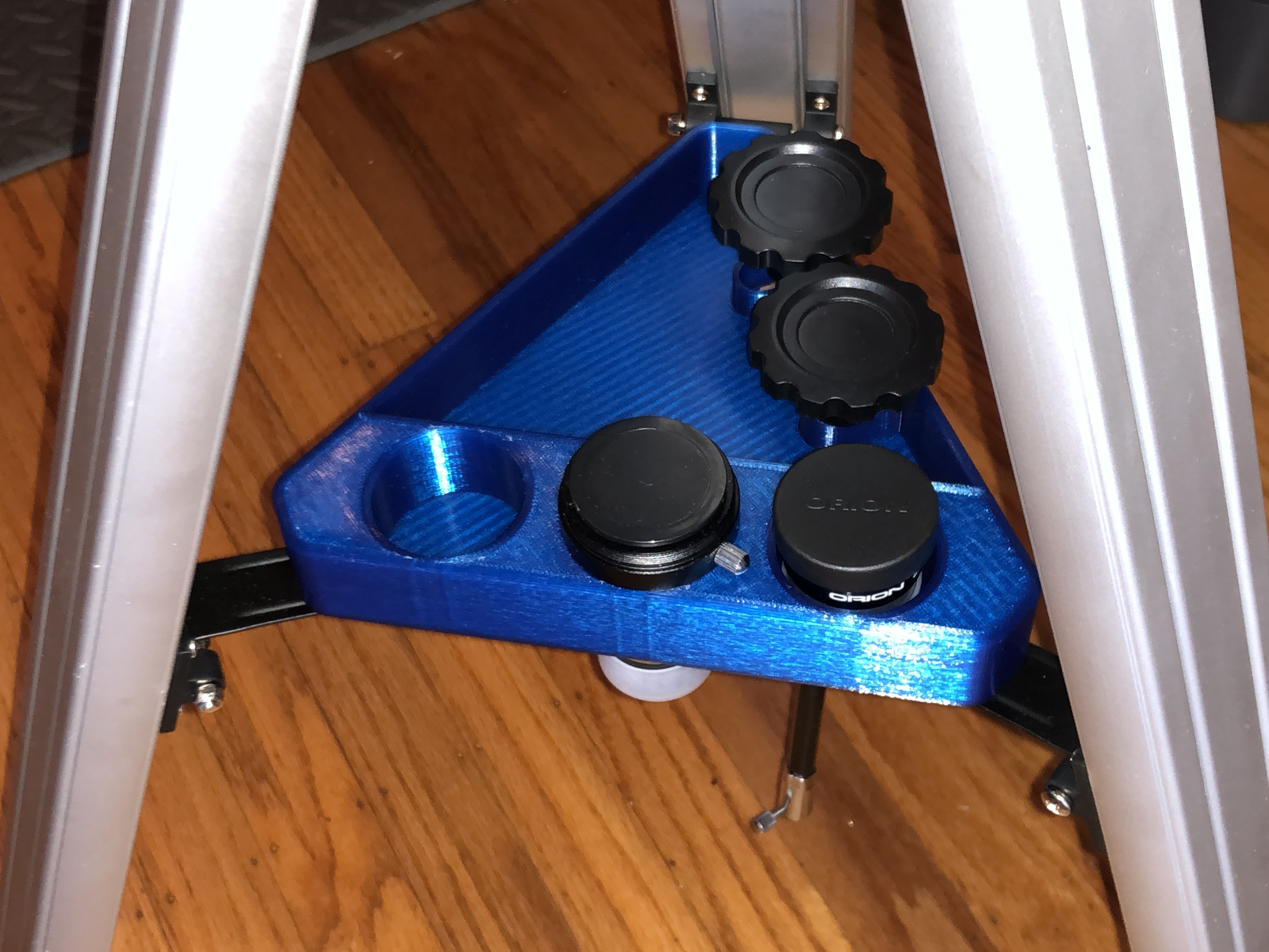 Improved accessory tray for Orion EQ-1 Equatorial Telescope Mount