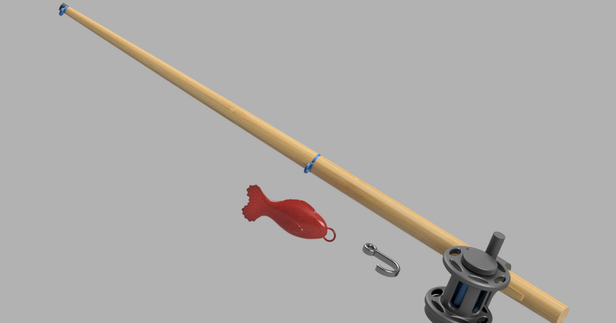 Disassemblable FISHING ROD AND REEL toy with fully functioning reel by Zsolt Nagy | Download ...