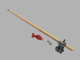 Disassemblable FISHING ROD AND REEL toy with fully functioning reel by  Zsolt Nagy, Download free STL model