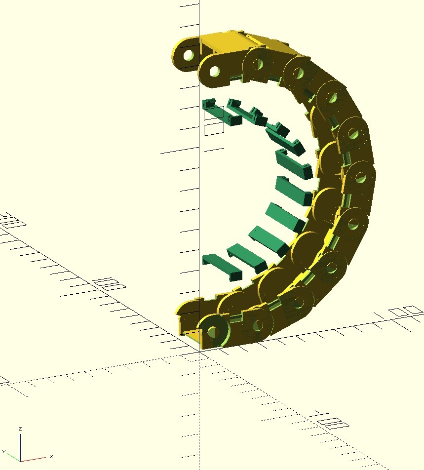 Parametric cable chain with cable separators
