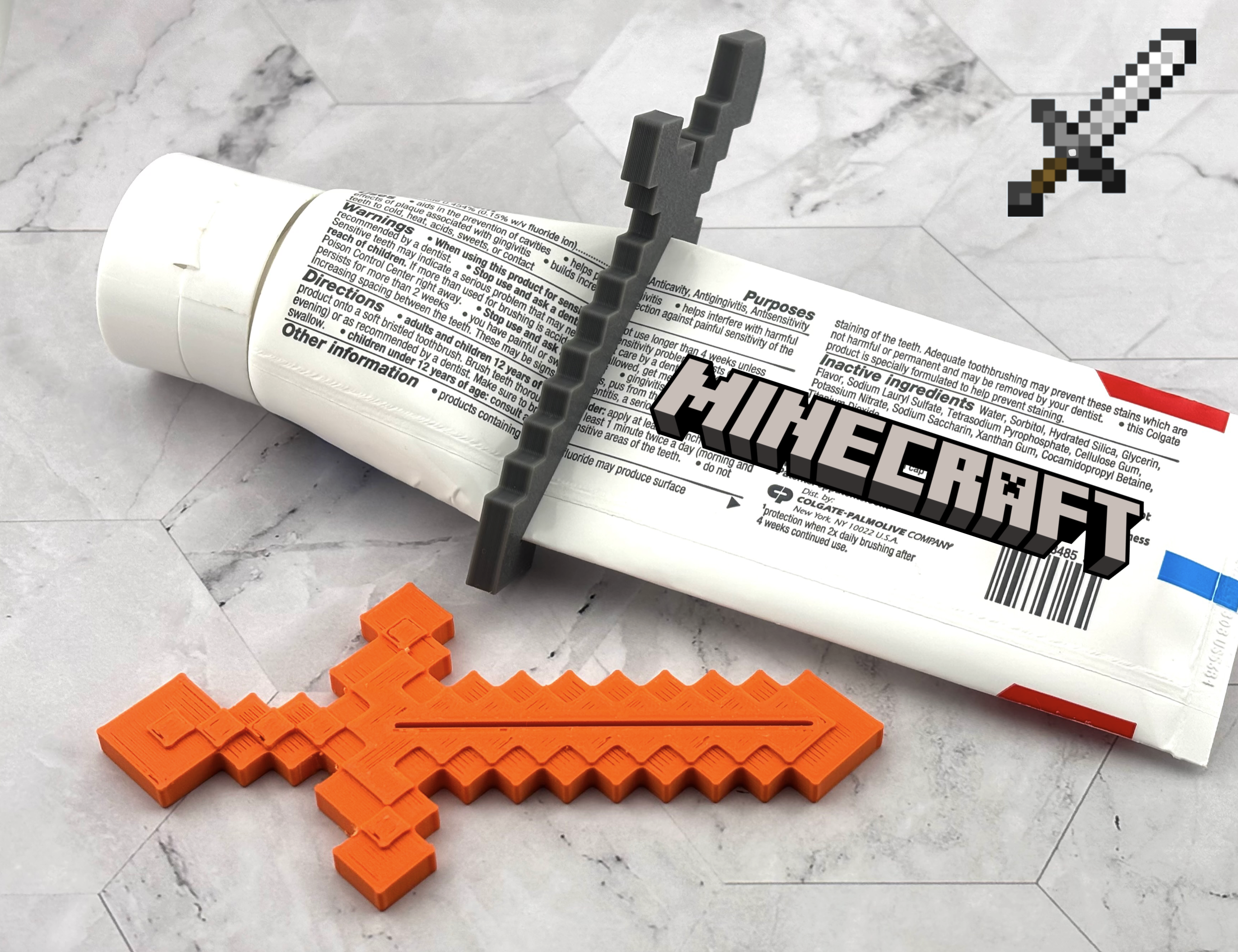 Minecraft Sword Toothpaste Squeezer Pixelated Texture
