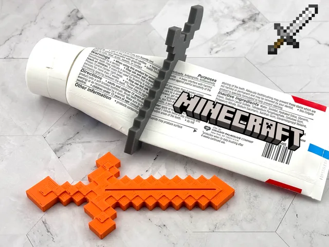 Minecraft Sword Toothpaste Squeezer Pixelated Texture - Multiple Slit Widths