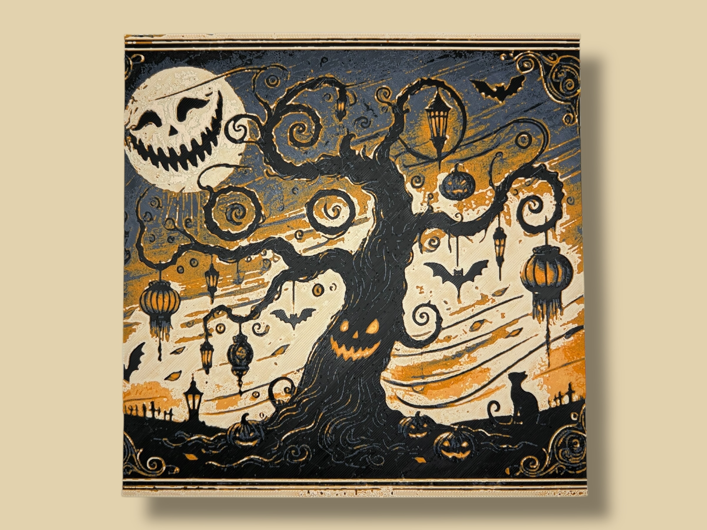 Haunted Lantern Tree – Vintage Halloween Nightscape Hueforge