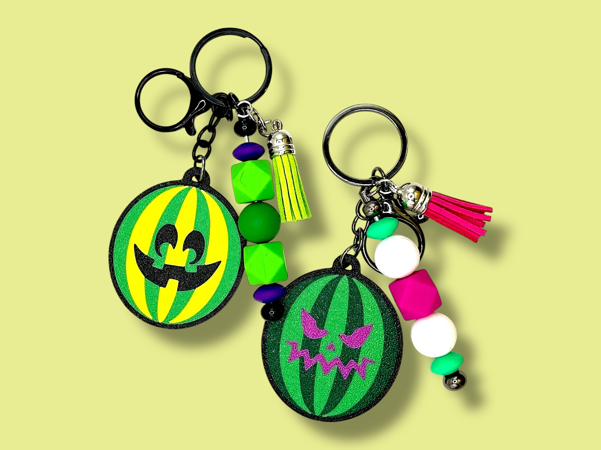 Summerween Halloween Watermelon Pumpkin Keychain