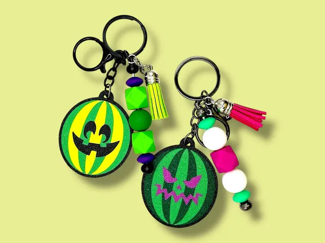 Summerween Halloween Watermelon Pumpkin Keychain