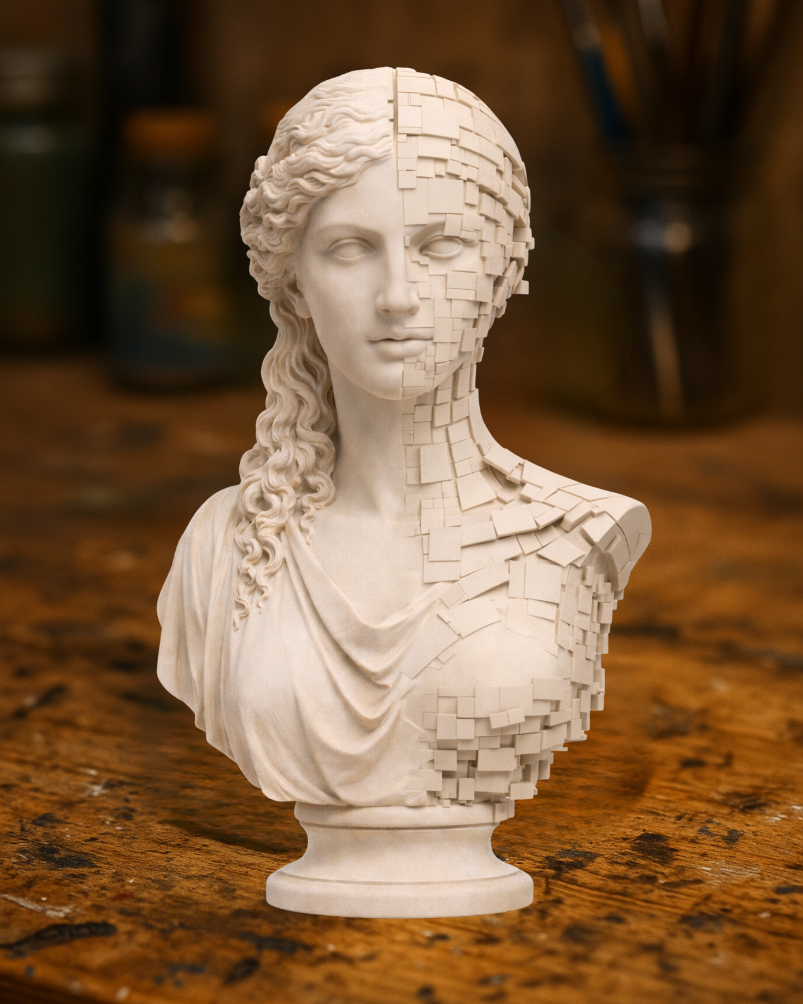 Fragmented Classical Female Bust Sculpture