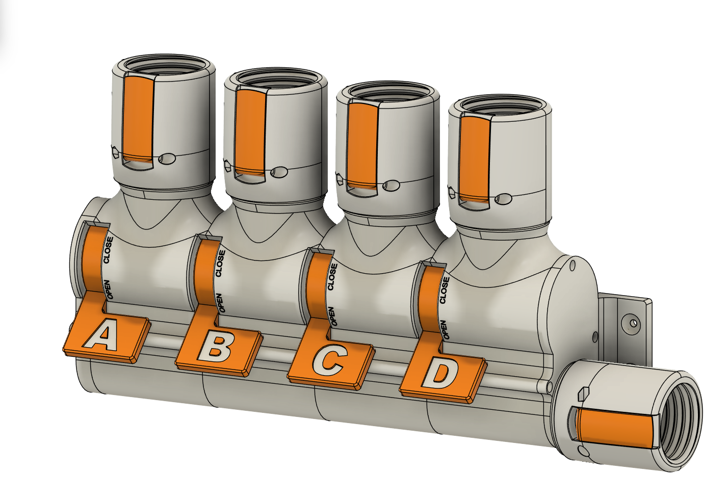 4-way distributor dust collection for CAMLOCK 3D model thumbnail