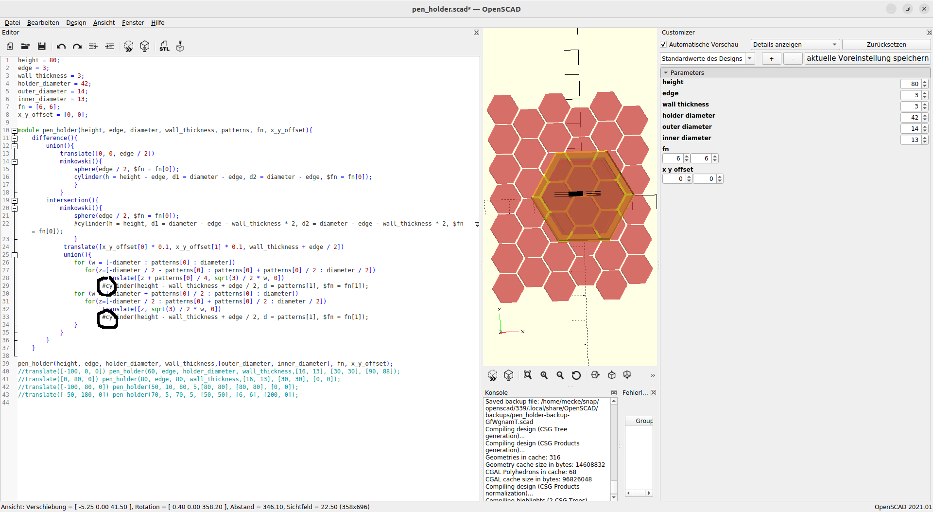 Pen Holder Anpassbares / Customizable OpenSCAD Script für / for