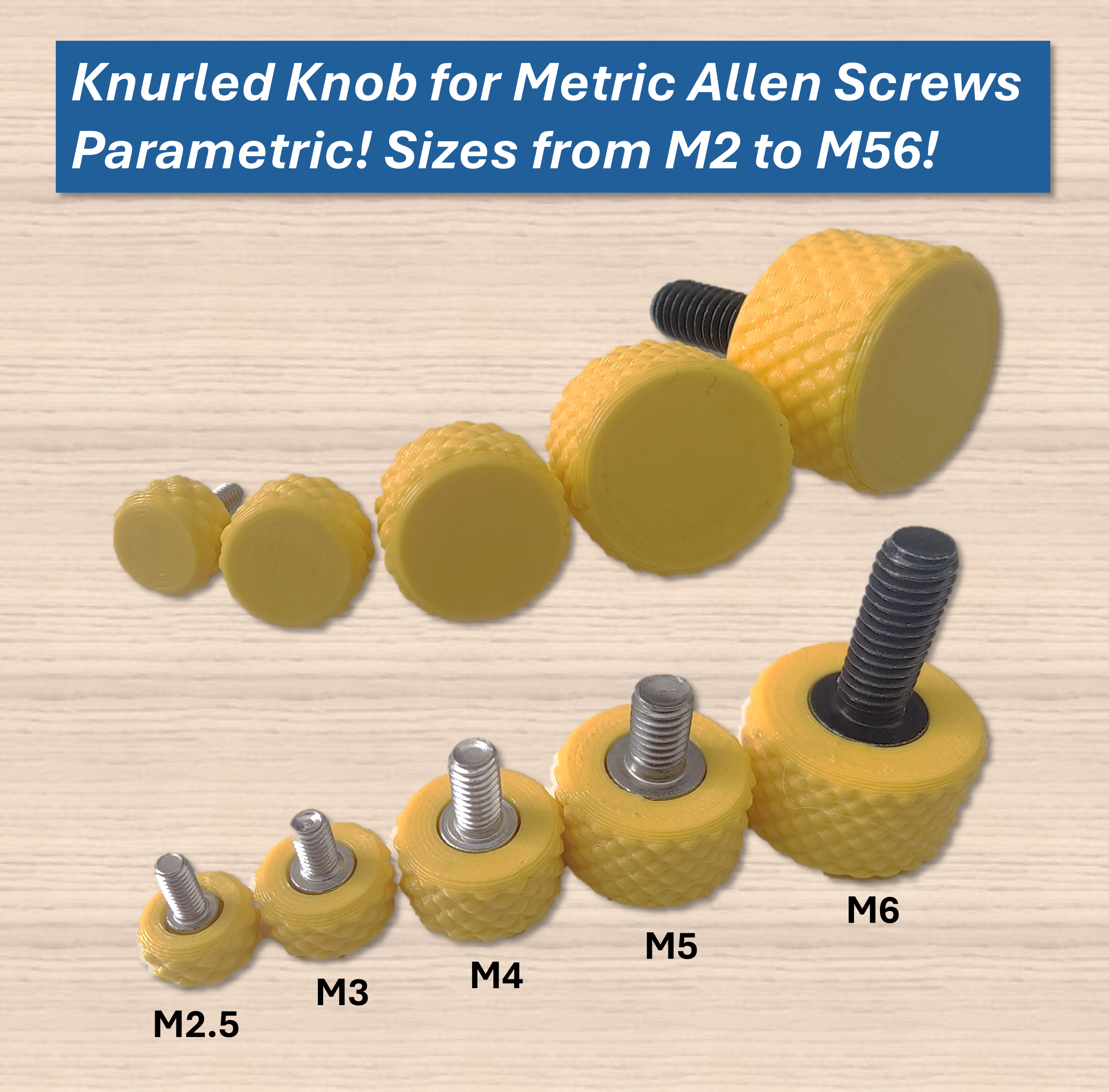 Knurled Knob for Metric Allen Screws - Parametric
