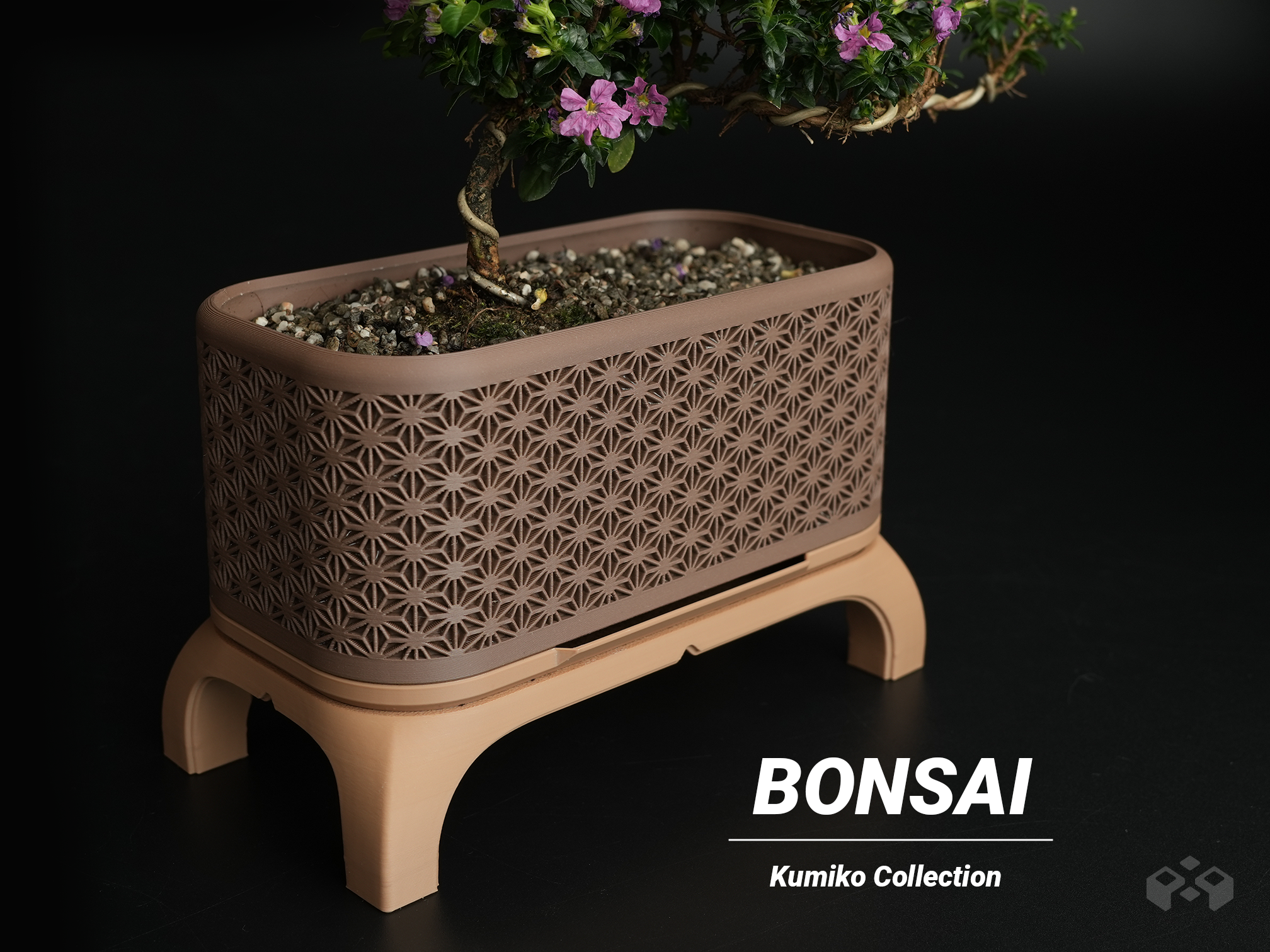 Kumiko Bonsai Planter with Legs (Rectangle)