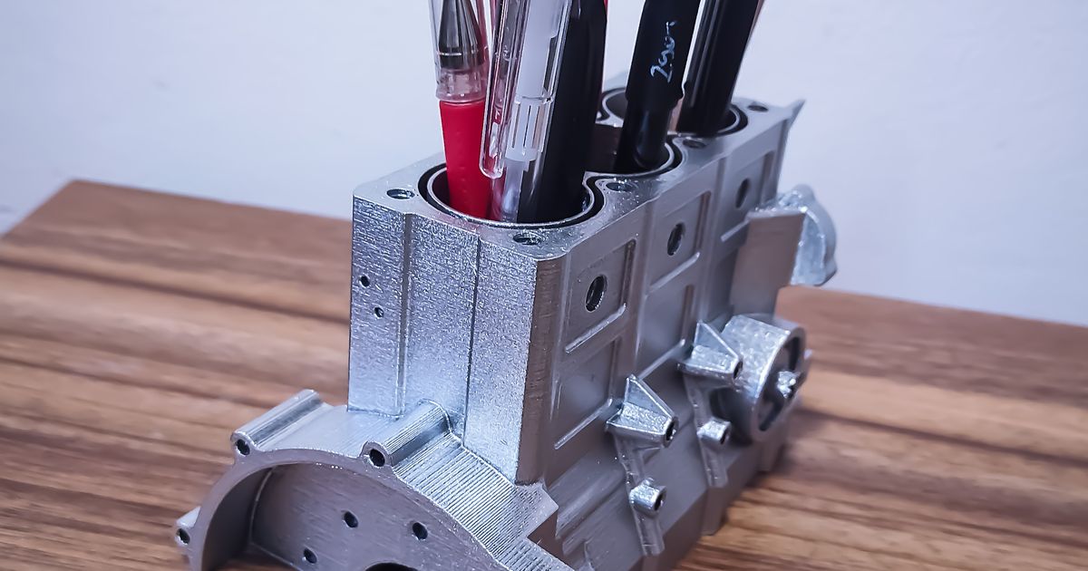 Engine Block Pen Holder by Gabor Gyarmati Download free STL model