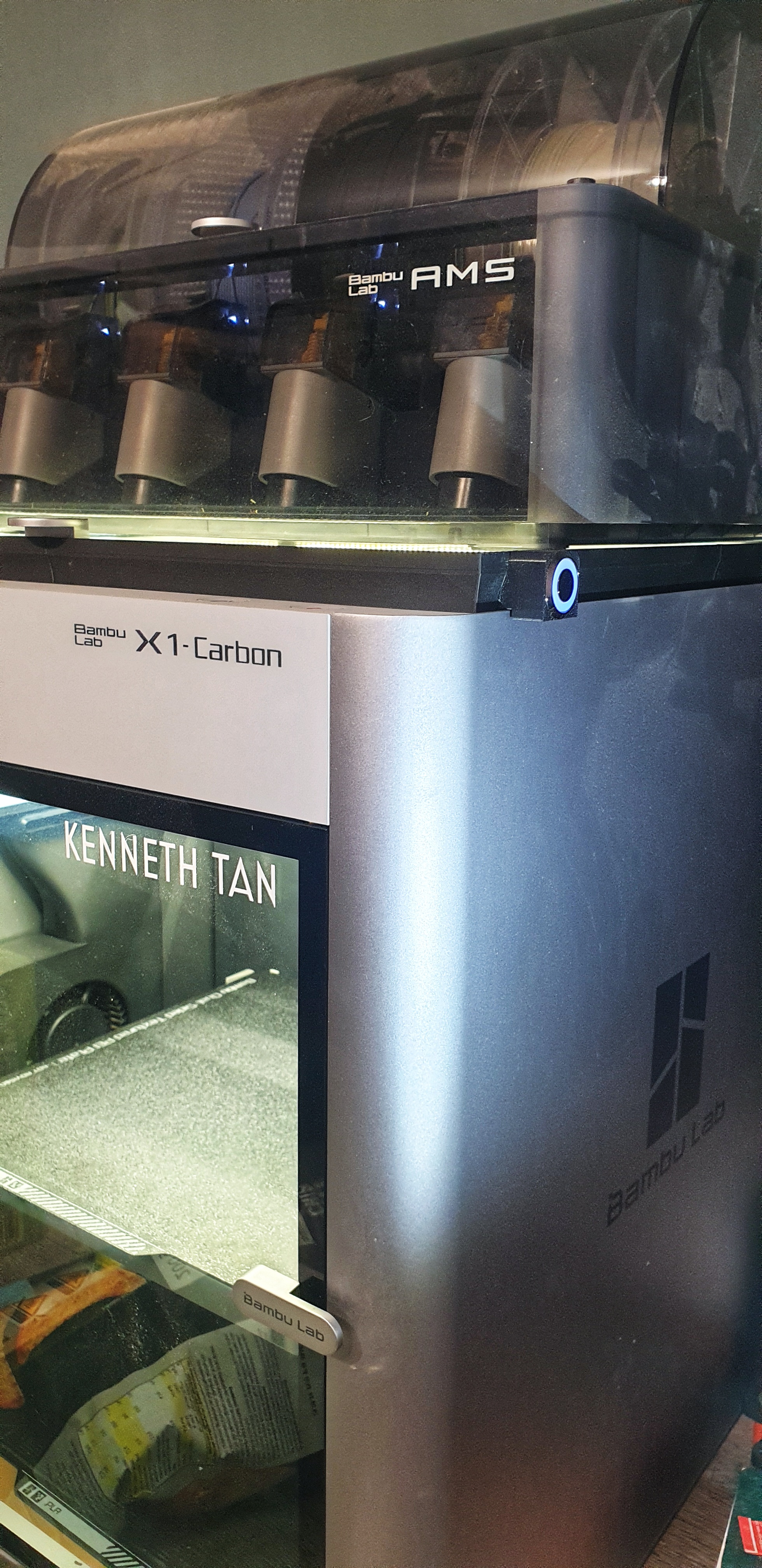 Bambu Labs Carbon X1 Top Glass Riser - Dimmer Button add-on.