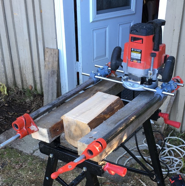 Pipe clamp router sled
