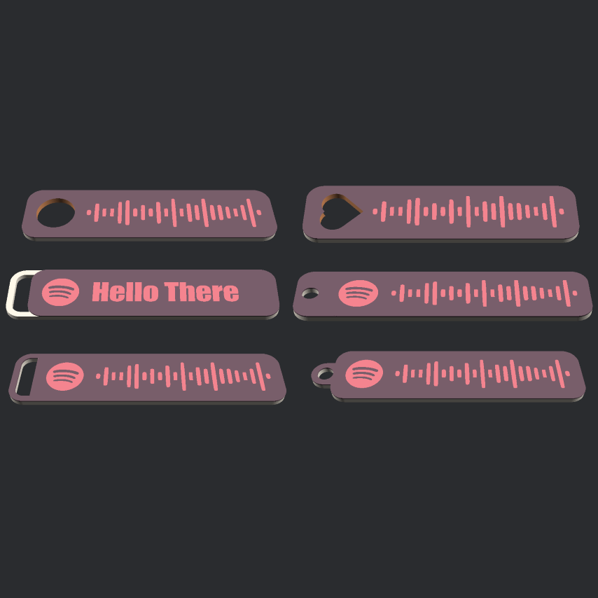 Miniatura 5 do modelo 3D Customizable Spotify Code Keyring or Tag