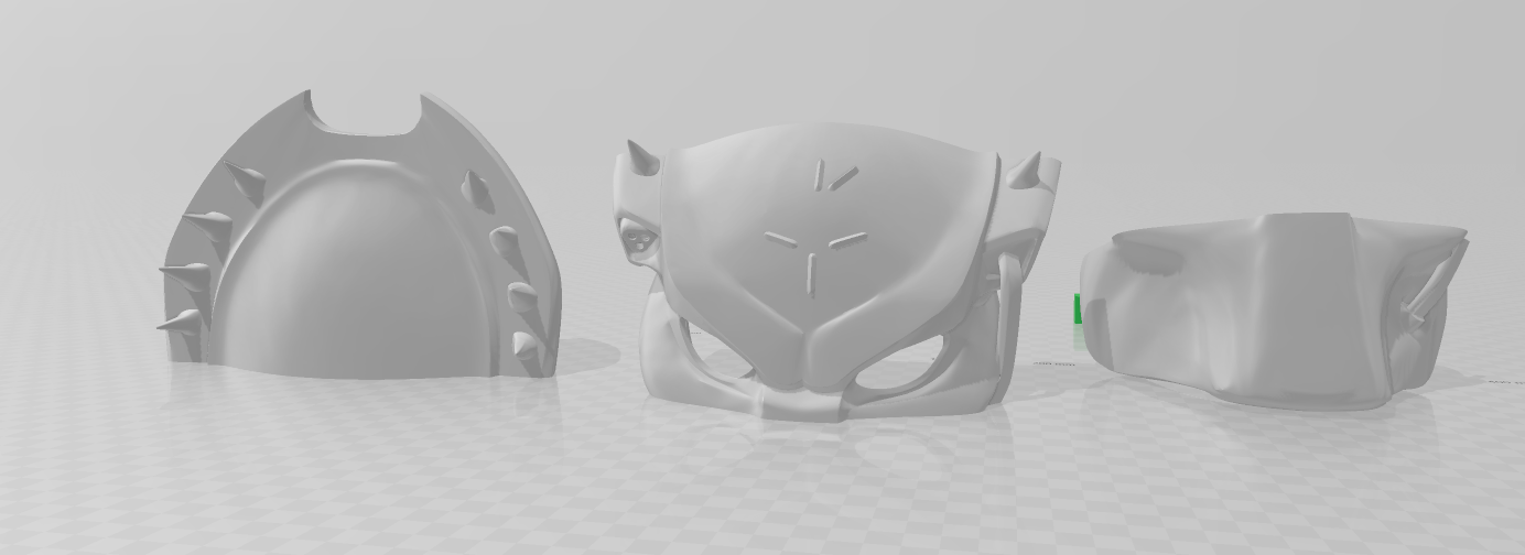 predator mask sliced in three
