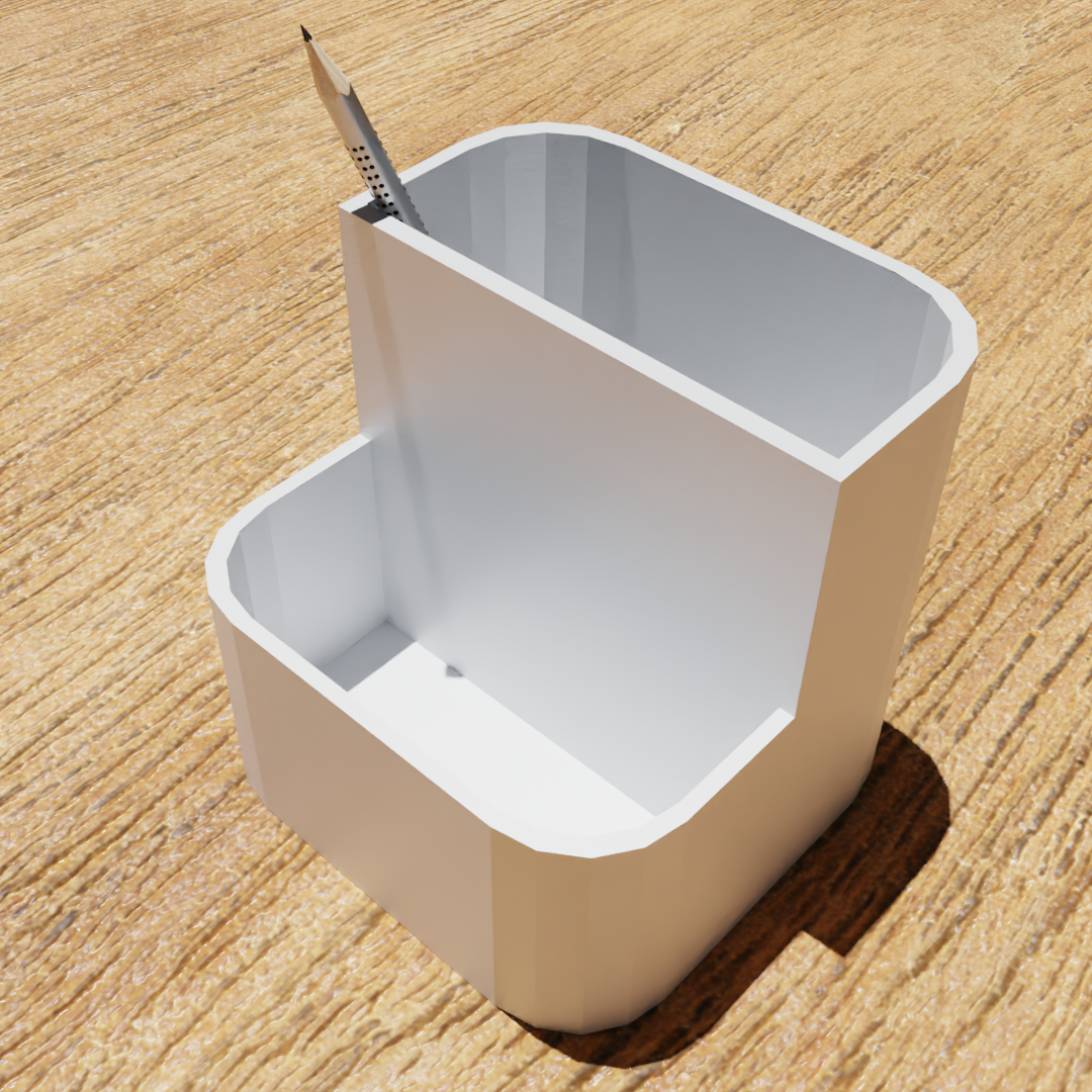 "Compact Desk Organizer: 2-Compartment Holder for Pens, Clips, and Cards - No Assembly Required!"
