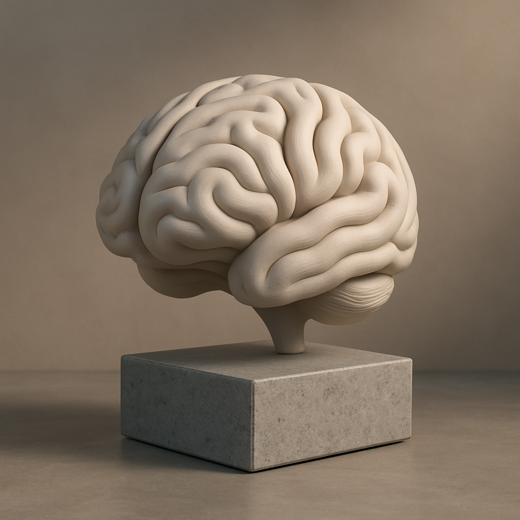 Minimalist Brain Sculpture - Modern 3D Printed Art Piece