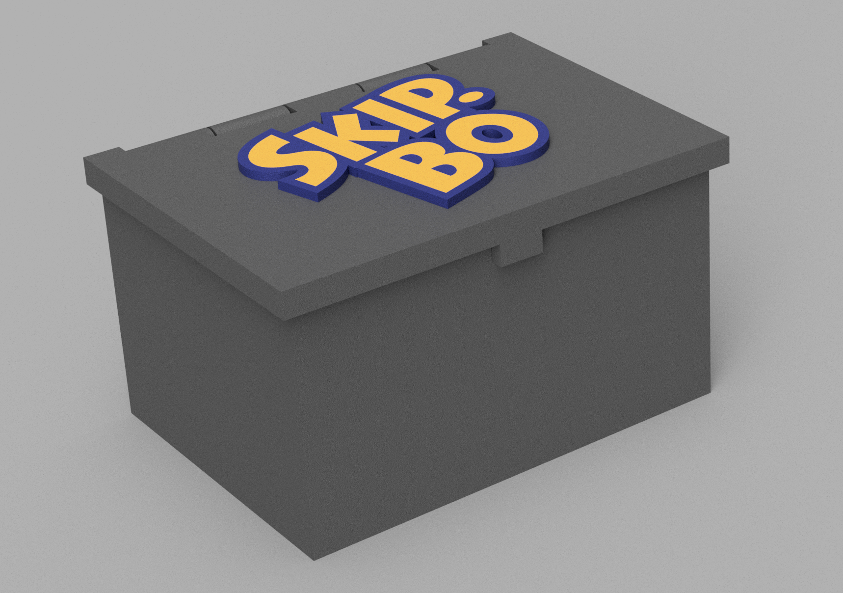 Hinged card box for SkipBo or Crowns