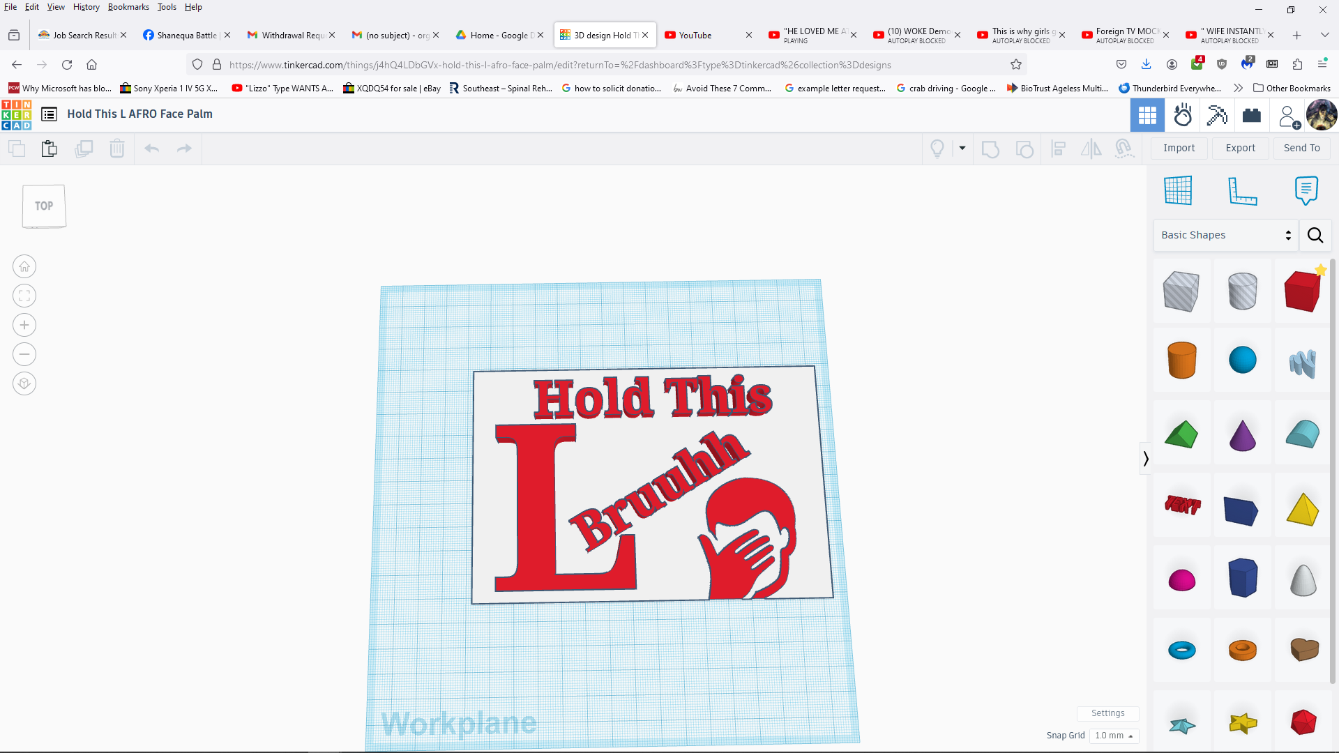 Hold This L Placard/Award - Face Palme Series