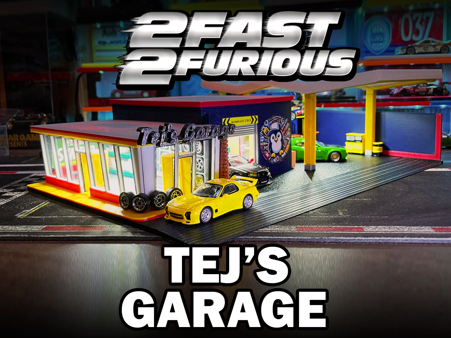 2 Fast 2 Furious Tej's Garage (For Hot Wheels & 1/64 Scale Cars)