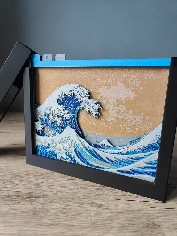 The Great Wave off Kanagawa Shadow Box by TheCraftyMaker
