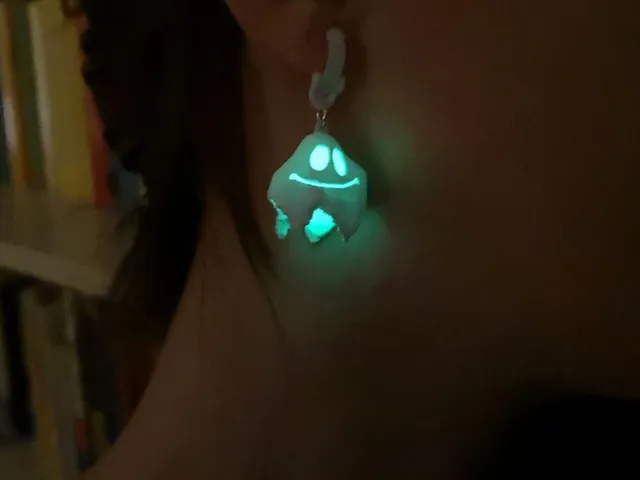 Ghosty Earrings With Printed Clips