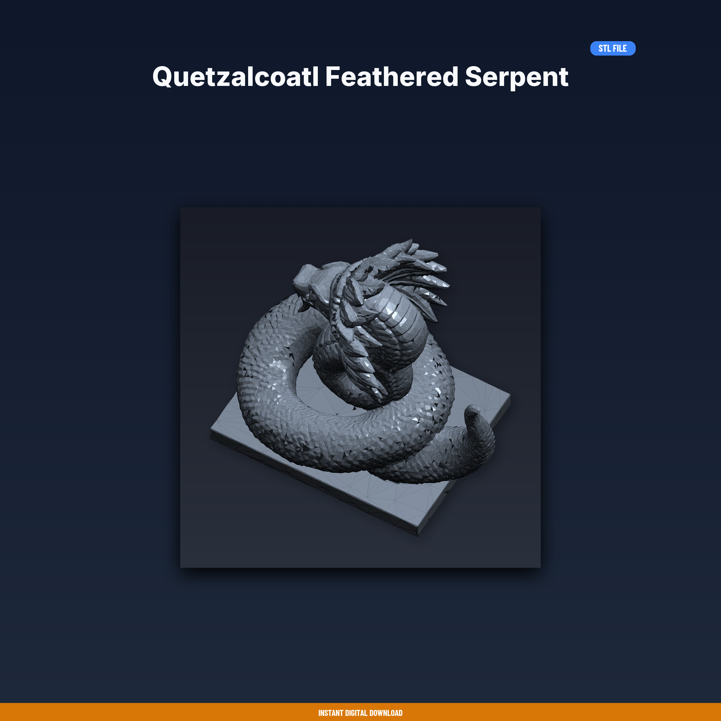 Quetzalcoatl Feathered Serpent - 3D Printable STL File