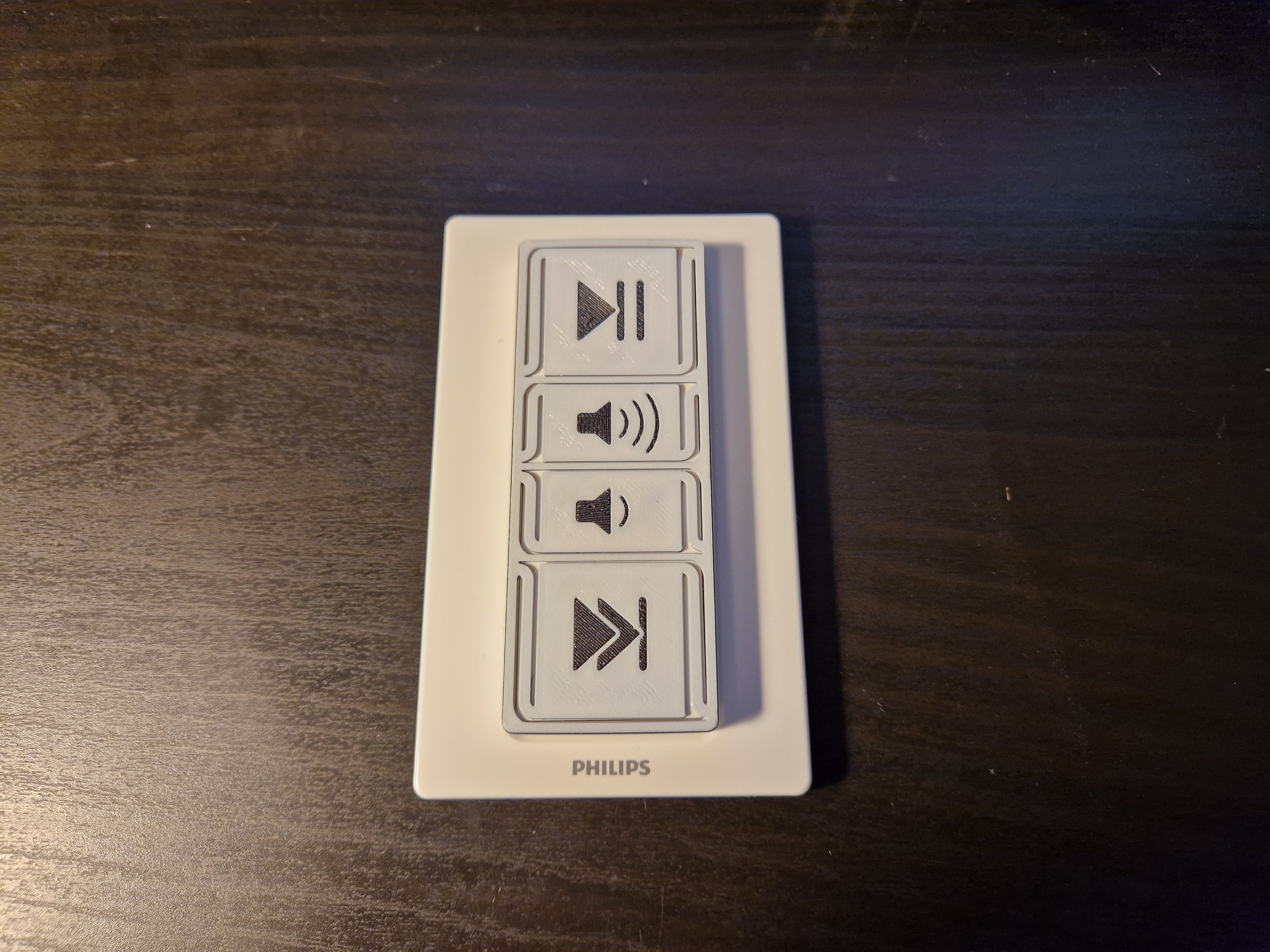 Music control buttons cover for Philips Hue Dimmer Switch
