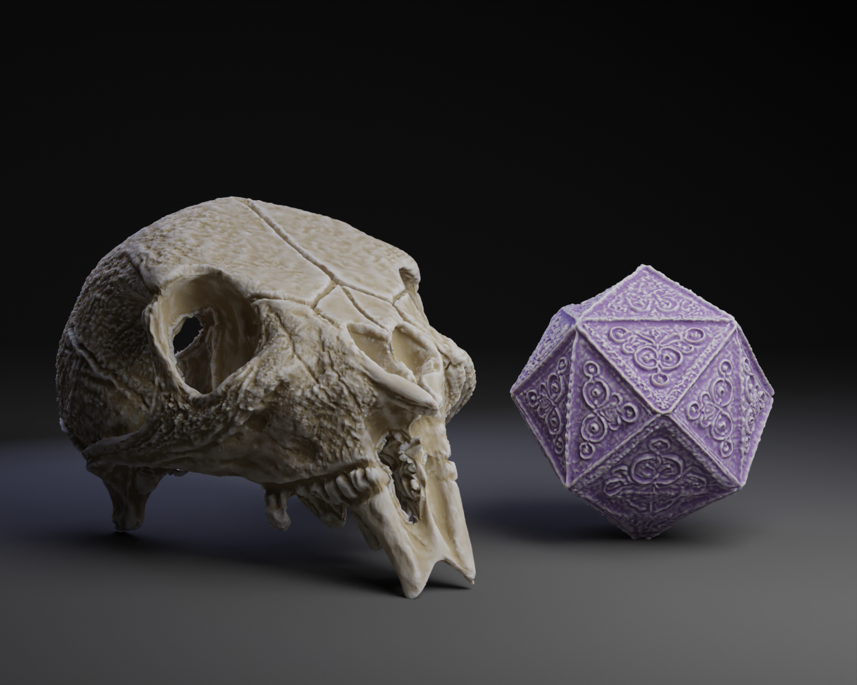 Elk Skull + Bonus Ornate Icosahedron