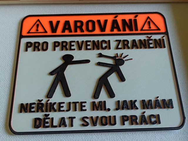 Cedulka upozornění - warning sign cz