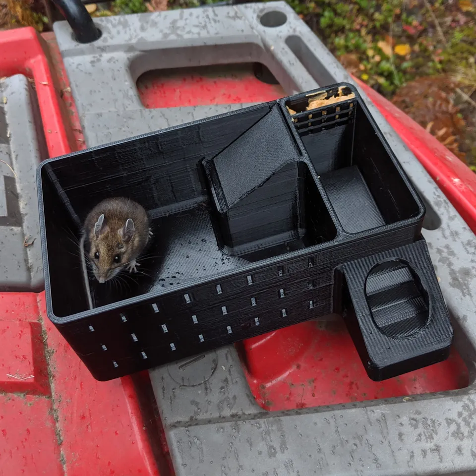 A Great 3D Printed Mouse Trap catches mice in the barn. Mousetrap