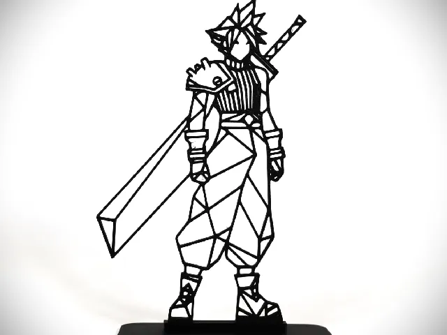 Geometric Low Poly Cloud Strife FF7