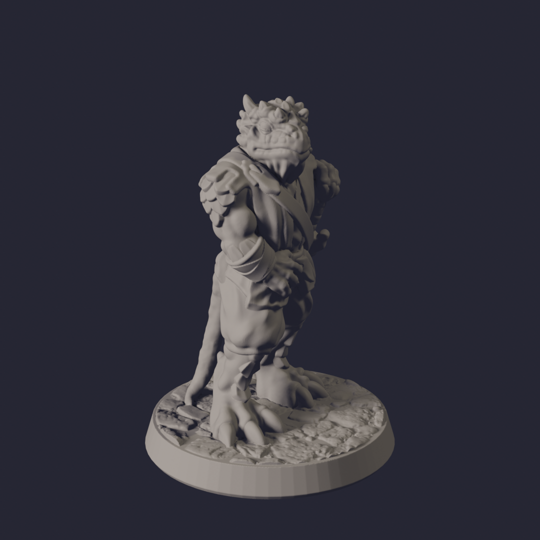 Brite Minis Dragonborn - Tail Remix - 28mm, supportless, FDM friendly 3D model thumbnail