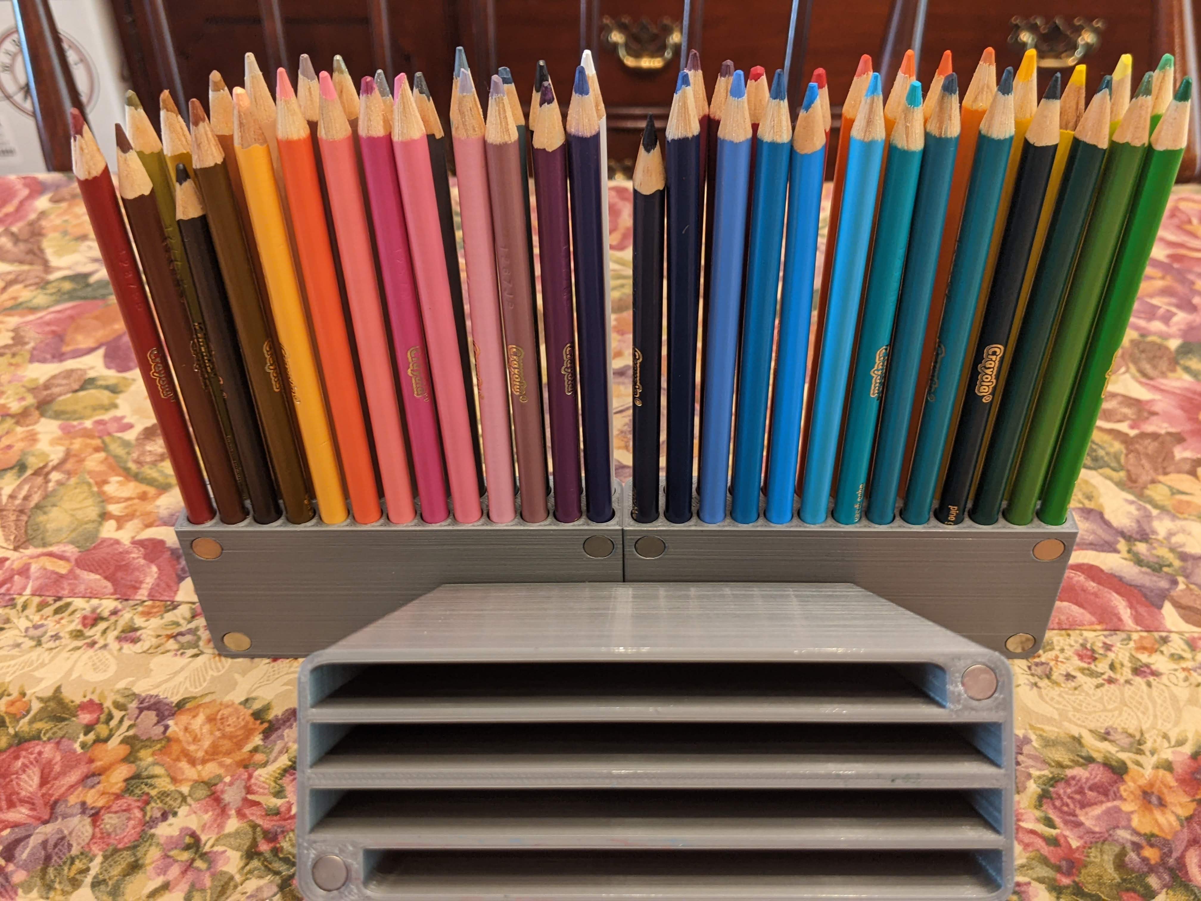 Magnetic colored pencil case