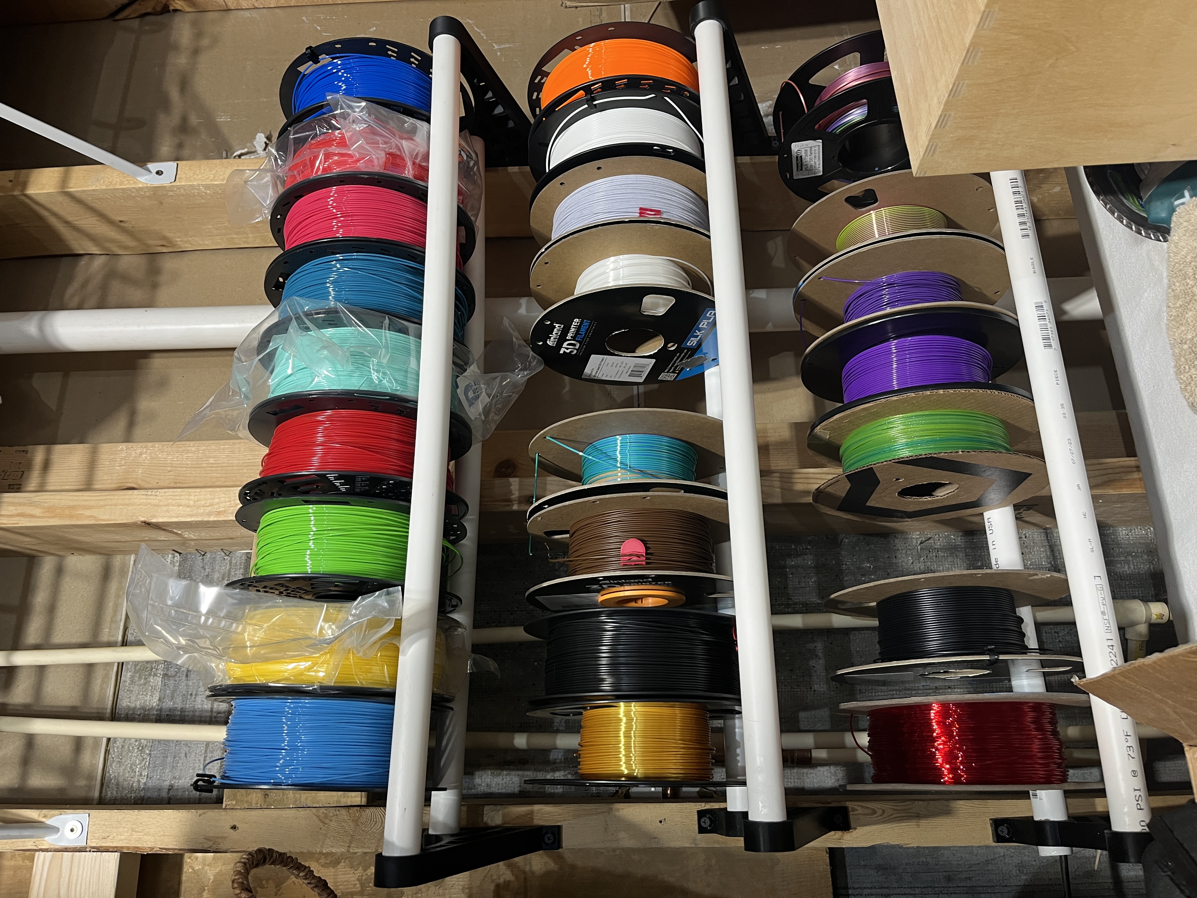 3/4" PVC pipe Filament Spool Rack Wall Mount 3D model thumbnail